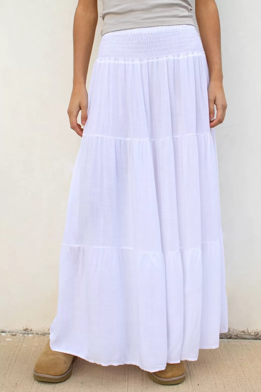 Subdued Long ruffle skirt< Faldas